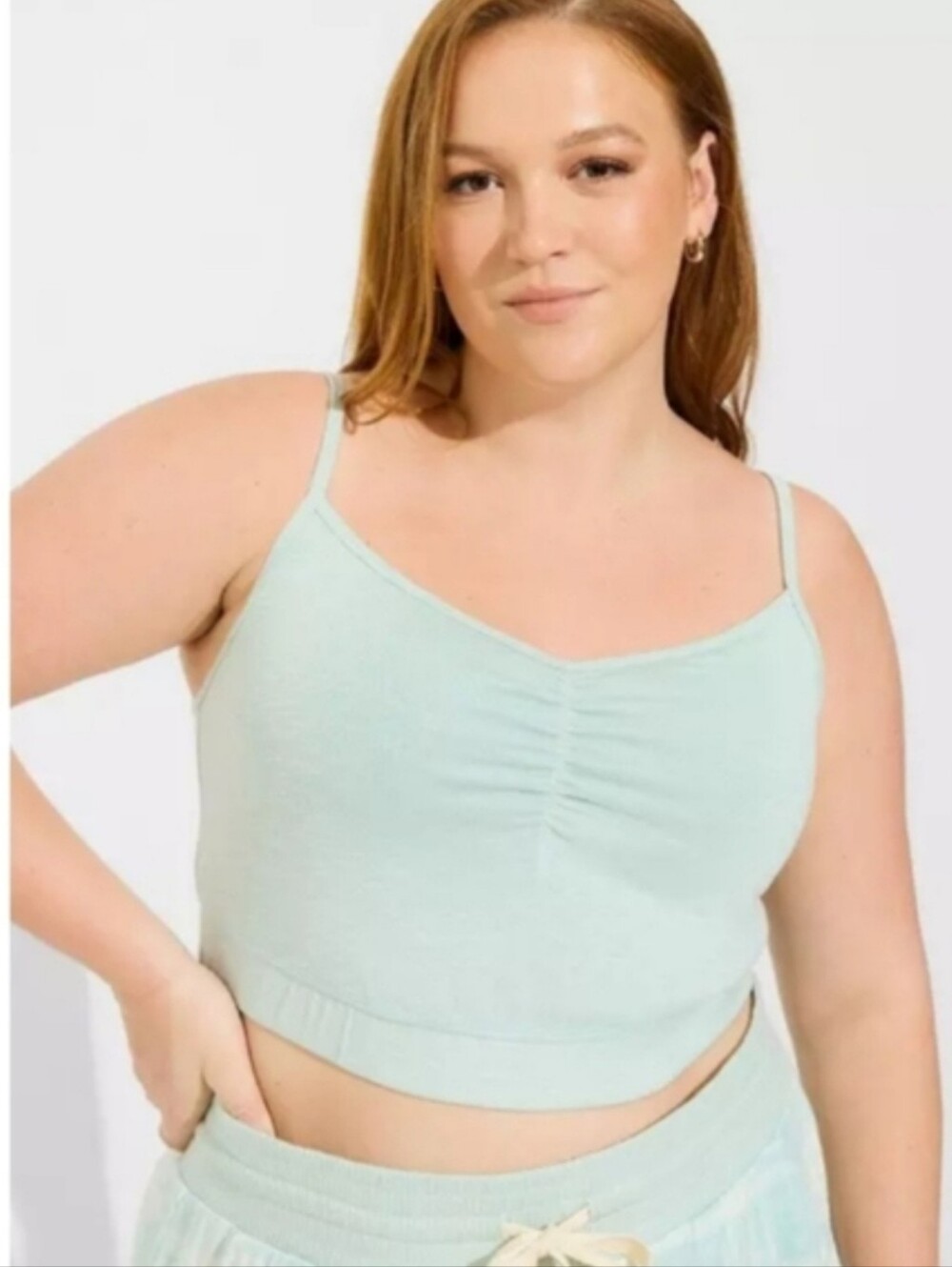 Torrid 1 Sleep Lounge Ruched Cropped Cami Seafoam CX-3899